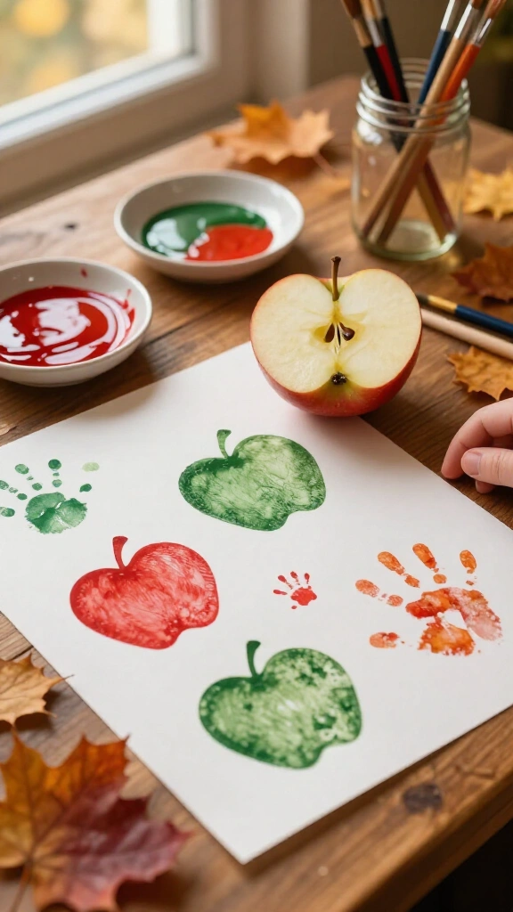 Apple stamping fall scene