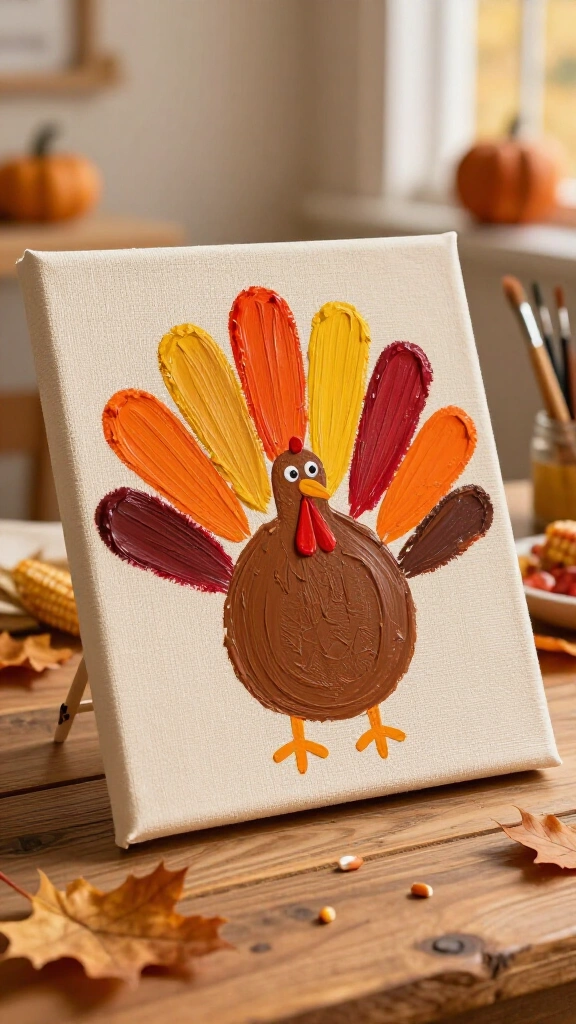 Hand print turkey on canvas
