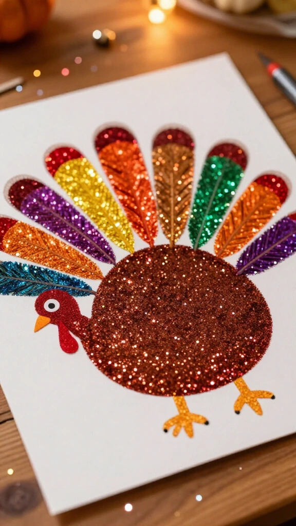 Glitter hand print turkey