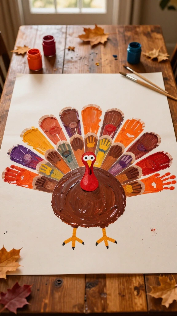 Multi-generational family hand print turkey
