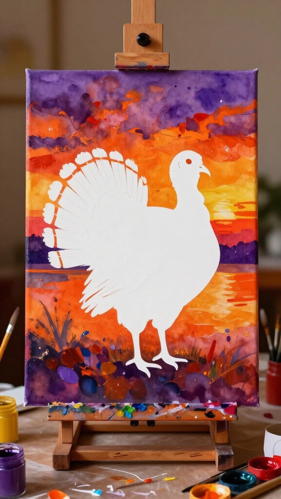 Turkey silhouette painting