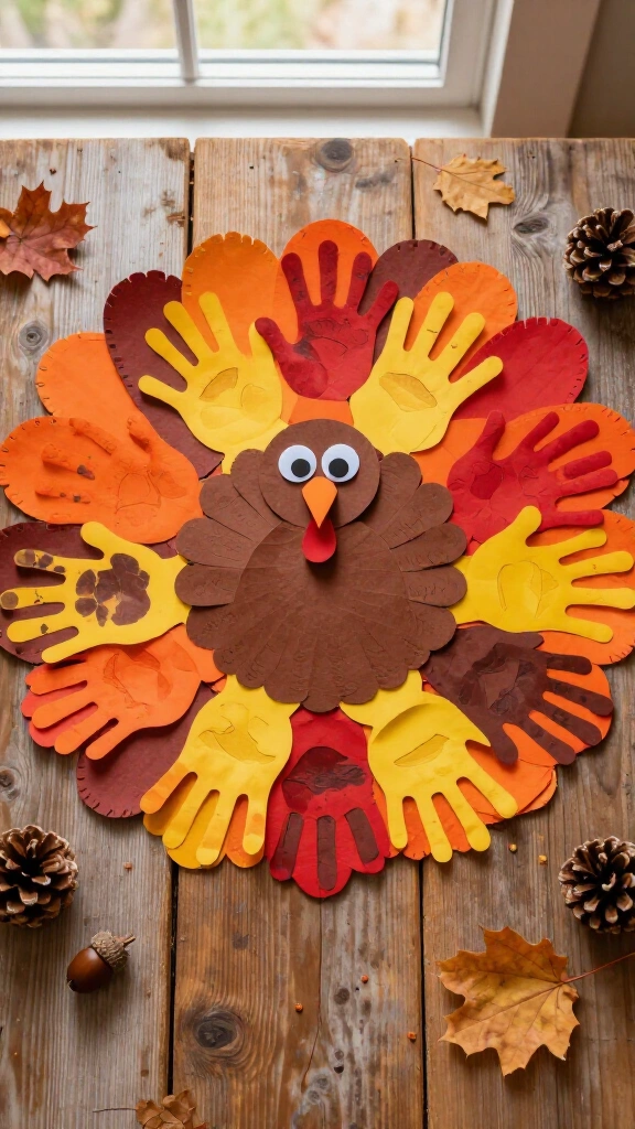 Handprint turkey wreath