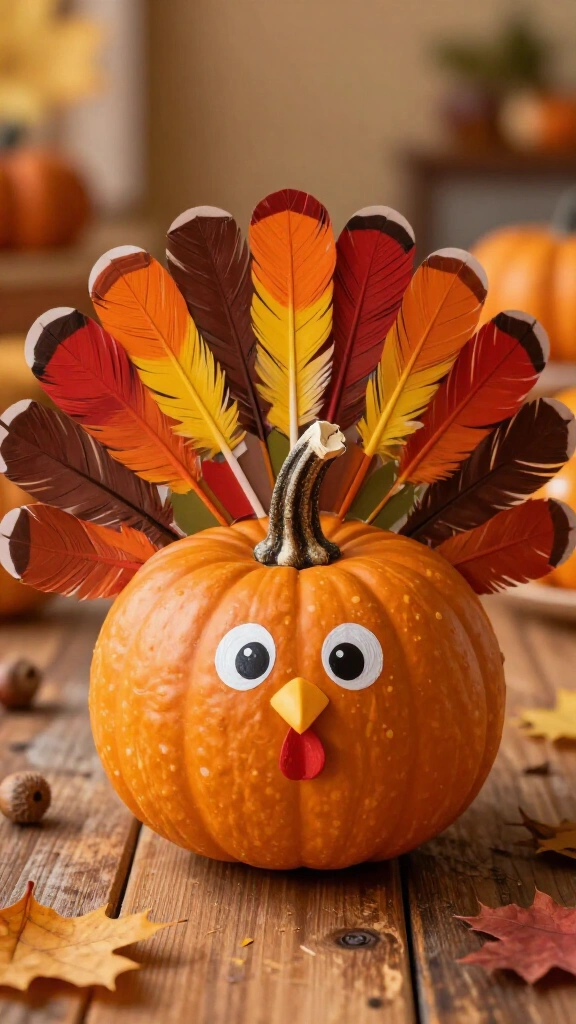 Mini pumpkin turkey painting