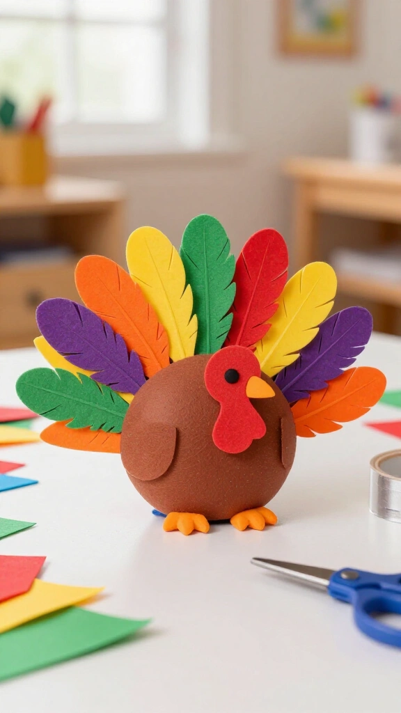 Foam sheet feather turkey magnet