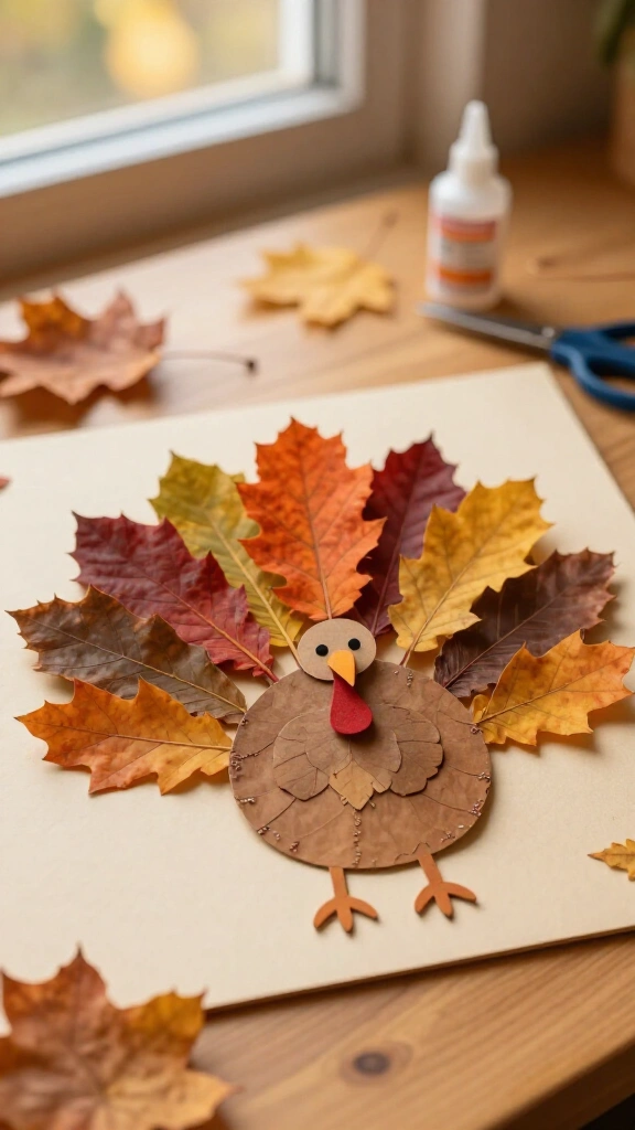 Leaf turkey feather craft
