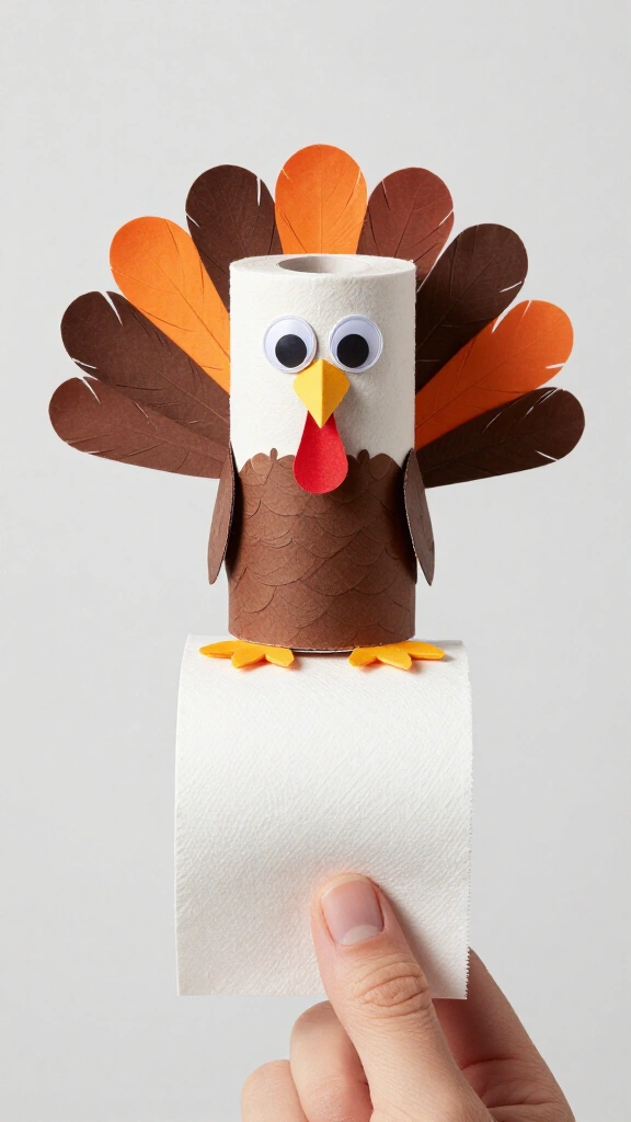 Toilet paper roll turkey puppet