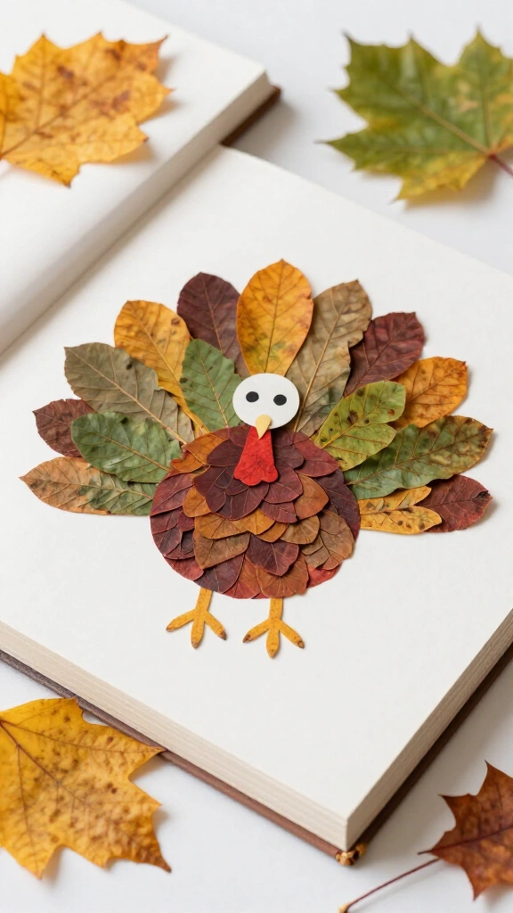 Pressed Leaf Turkey Art