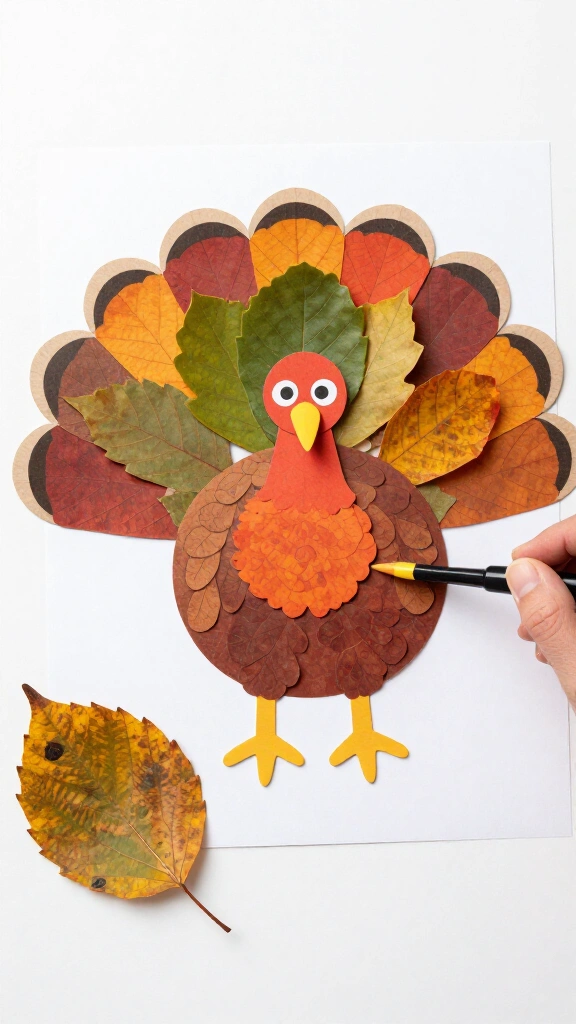 Leaf-Stamped Turkey Paper
