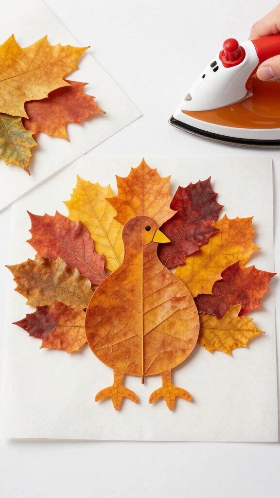 Wax Paper Leaf Turkey Sun Catcher