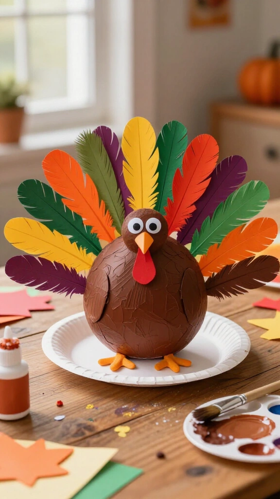 Paper plate turkey craft