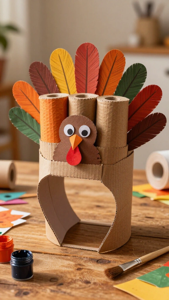 Toilet paper roll turkey crown hat