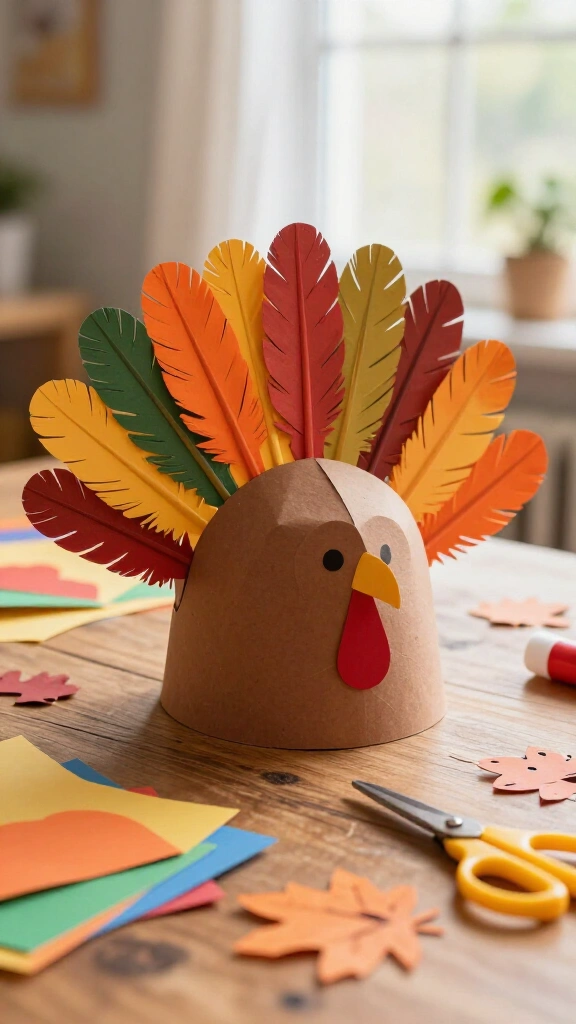 Handprint feather turkey hat