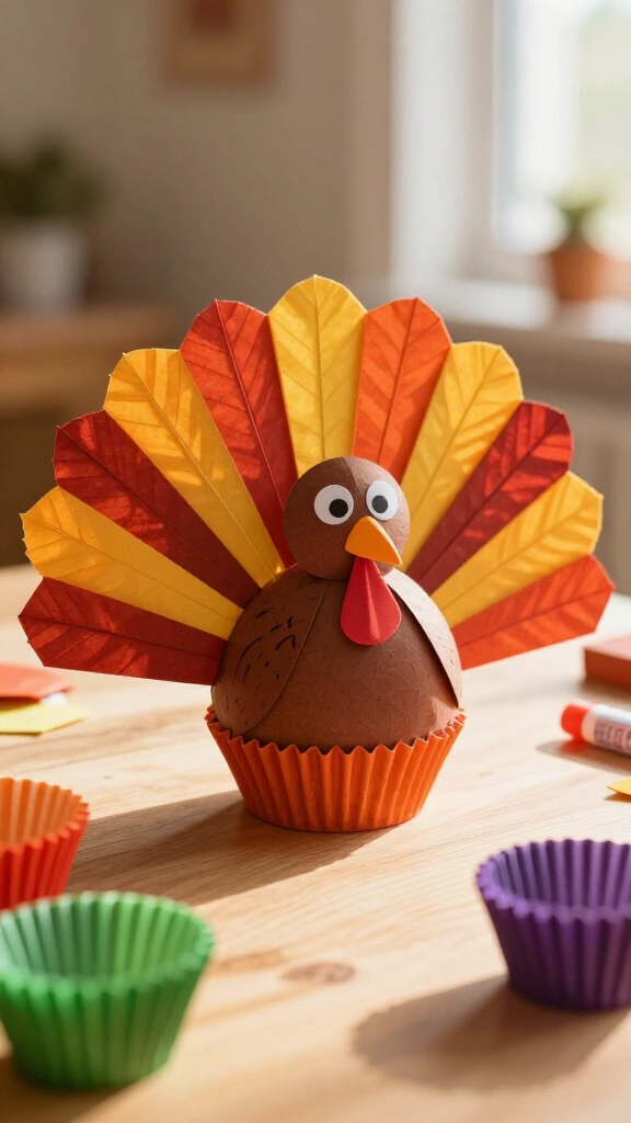 Cupcake liner turkey craft