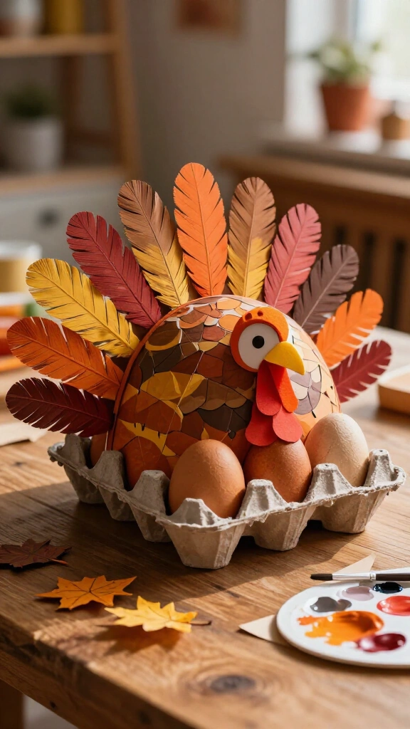 Egg carton turkey hat