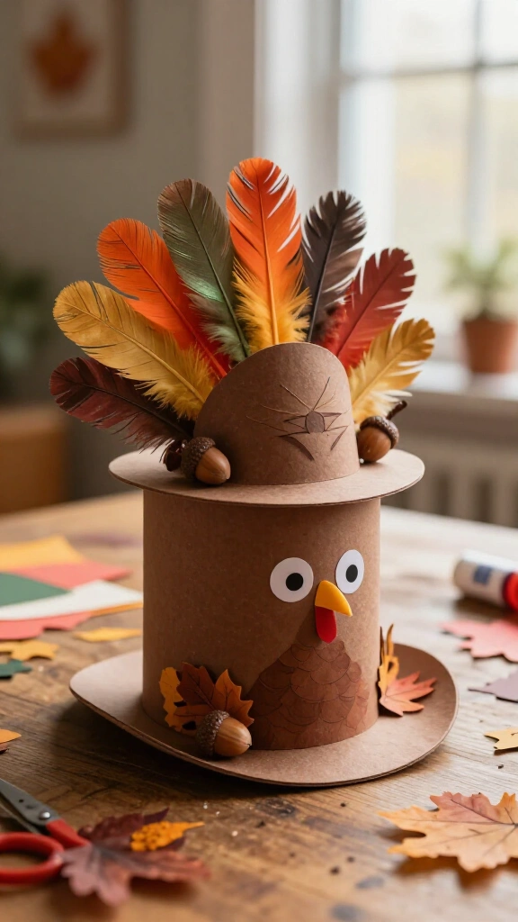Paper towel roll turkey top hat