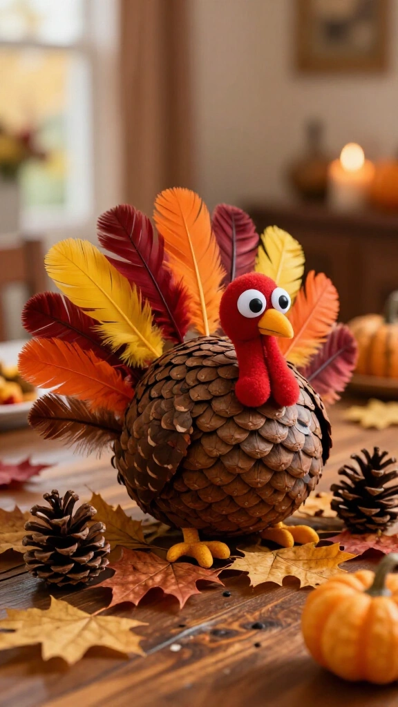 Pinecone turkey centerpiece