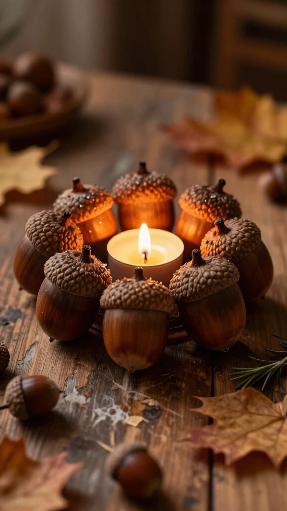 Acorn cap candle holders