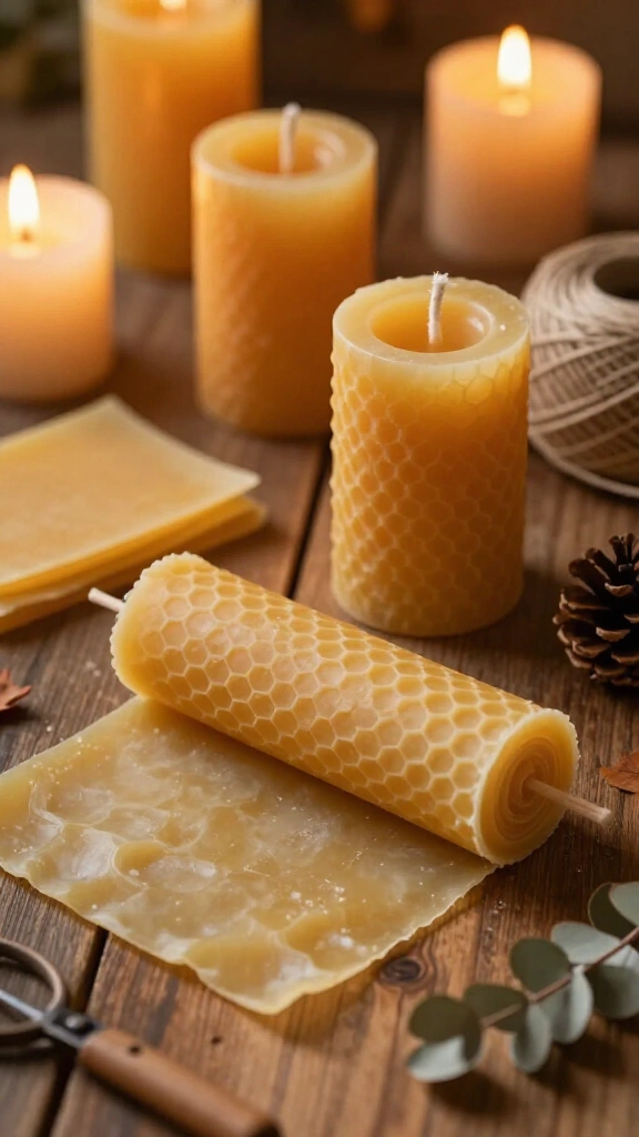 DIY beeswax pillar candles