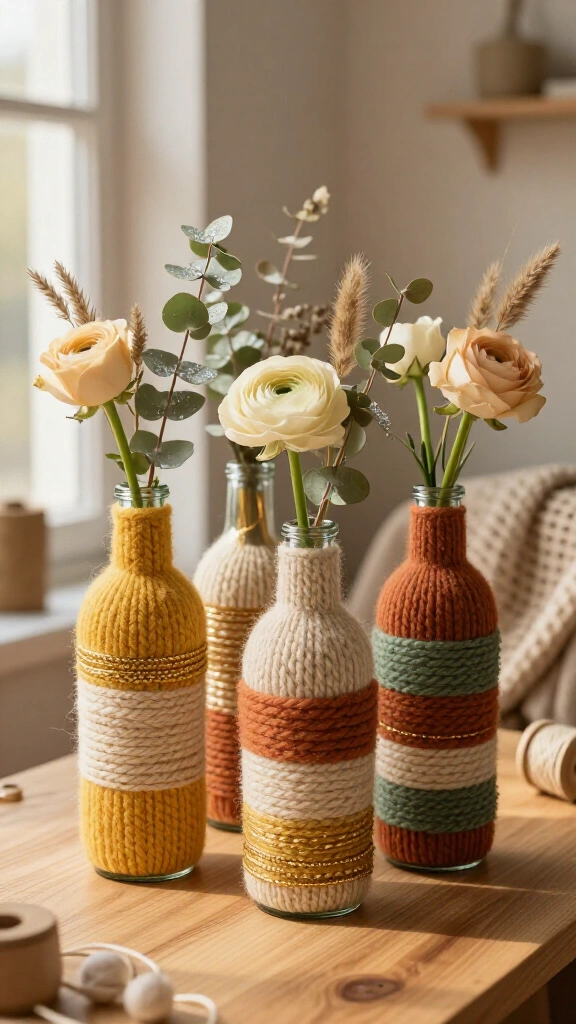 Chunky Yarn-Wrapped Vases