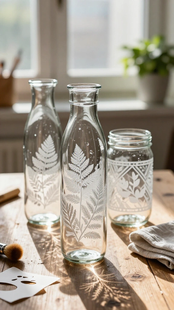 Glass Etched Water Bottles
