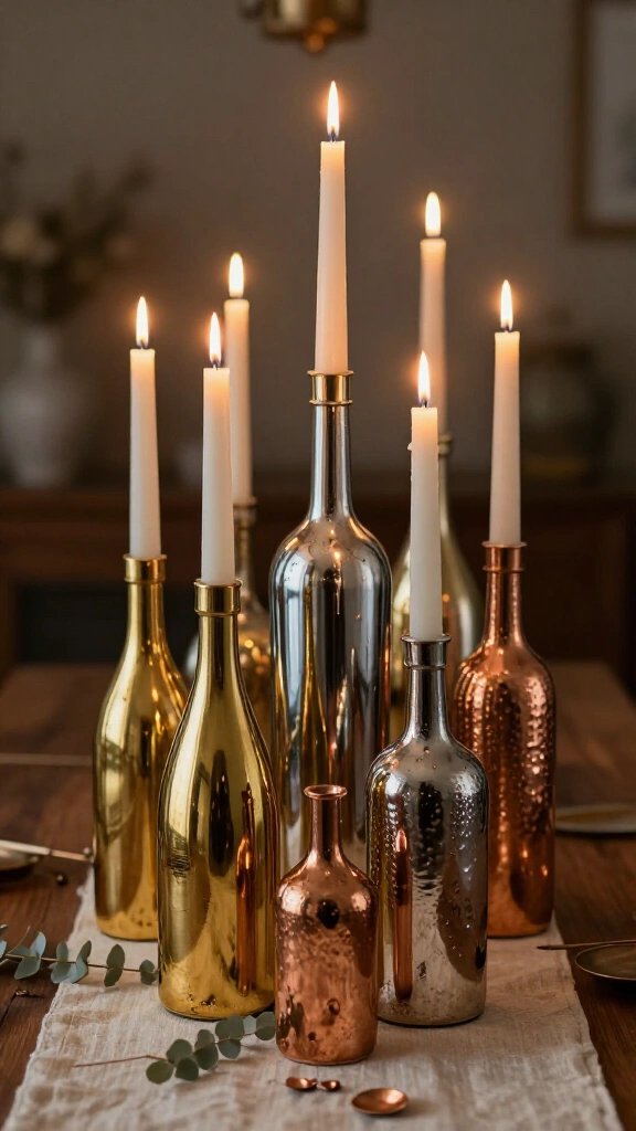 Metallic Spray-Painted Candlesticks