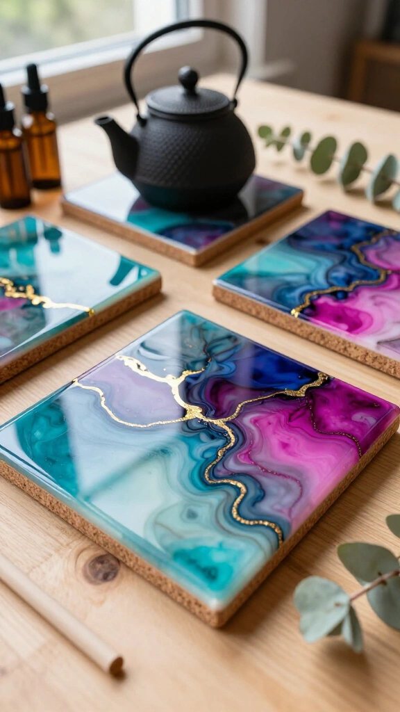 Alcohol Ink Ceramic Tiles