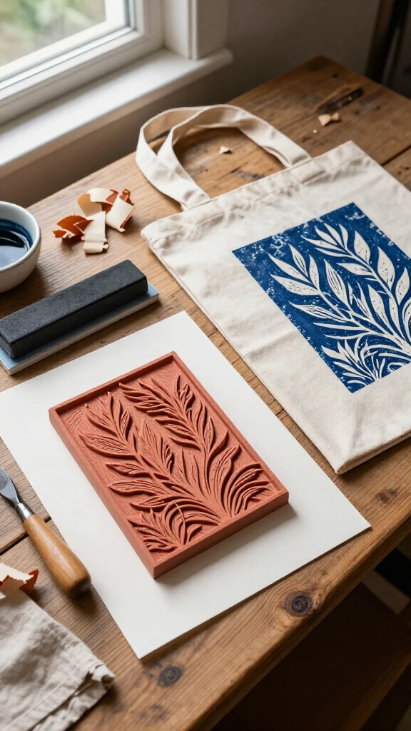 Hand-Carved Linocut Block Prints