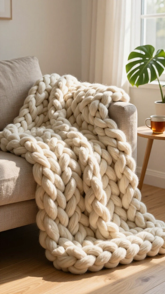 Chunky Knit Throw Blanket
