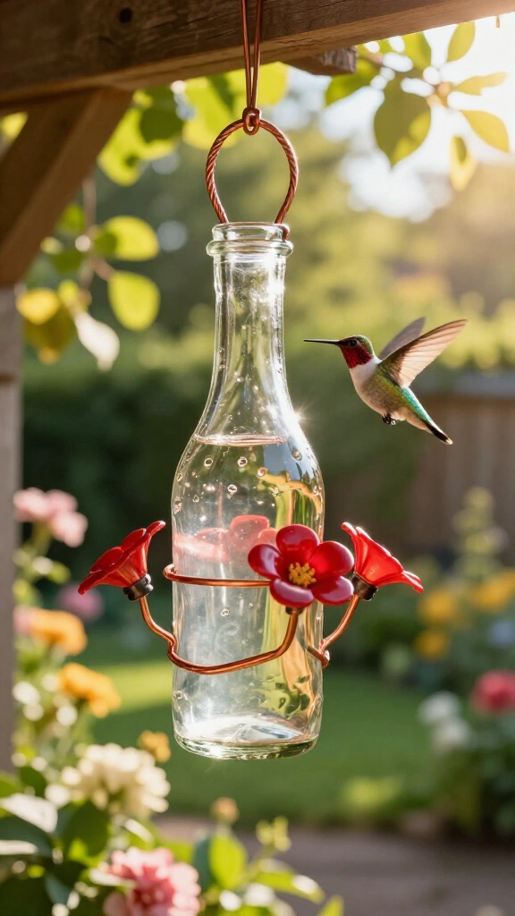 Glass Bottle Hummingbird Feeders