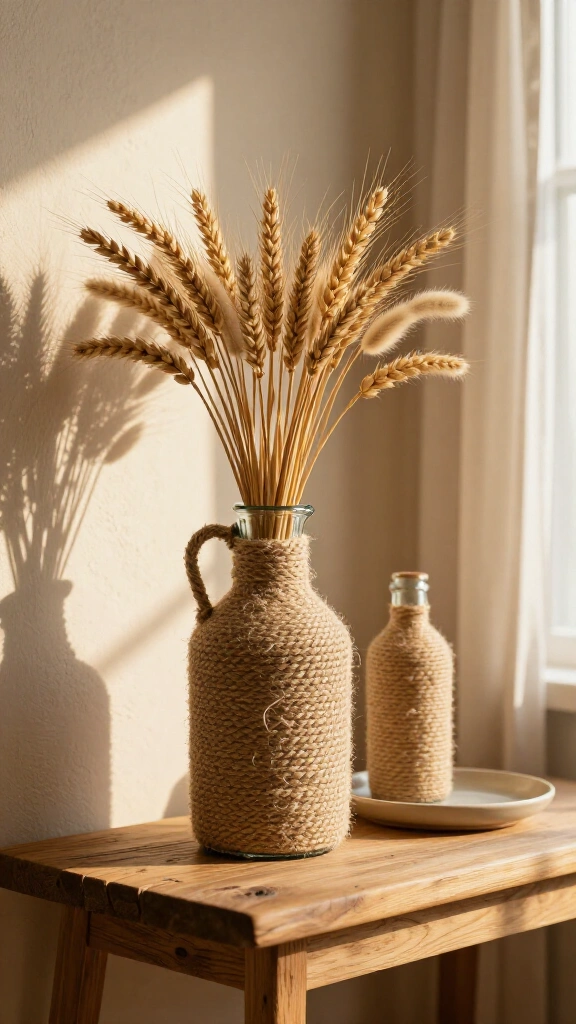 Jute-Rope Wrapped Rustic Jugs