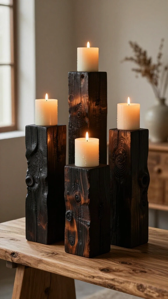 Chunky Wood Candle Pedestals