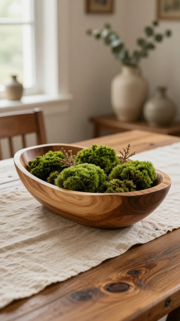 Wooden Dough Bowl Centerpiece