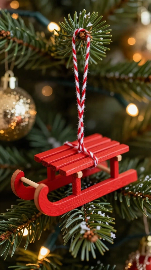 Miniature Sled Holiday Ornaments