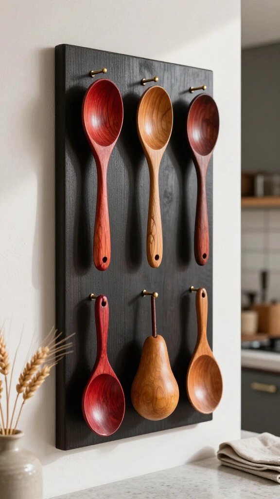 Carved Wooden Spoon Wall Display