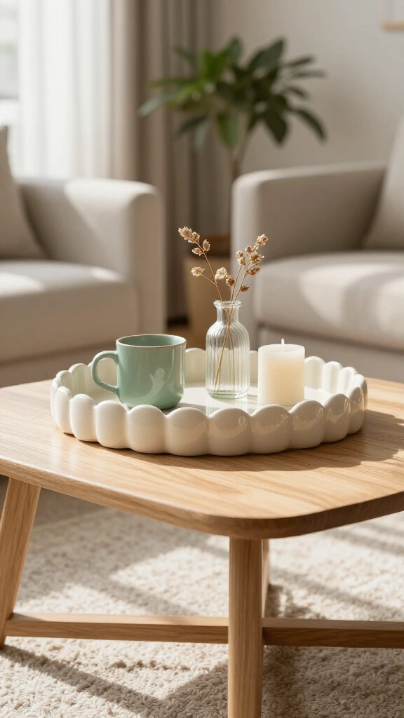 Scalloped Edge Wooden Tray