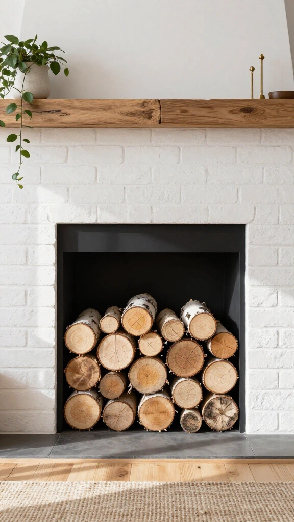 Birch Log Fireplace Insert
