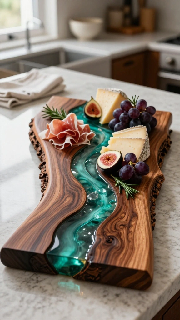 Charcuterie Board with Resin Accents