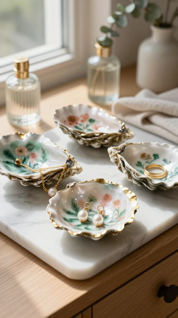 Decoupaged Oyster Trinket Dishes