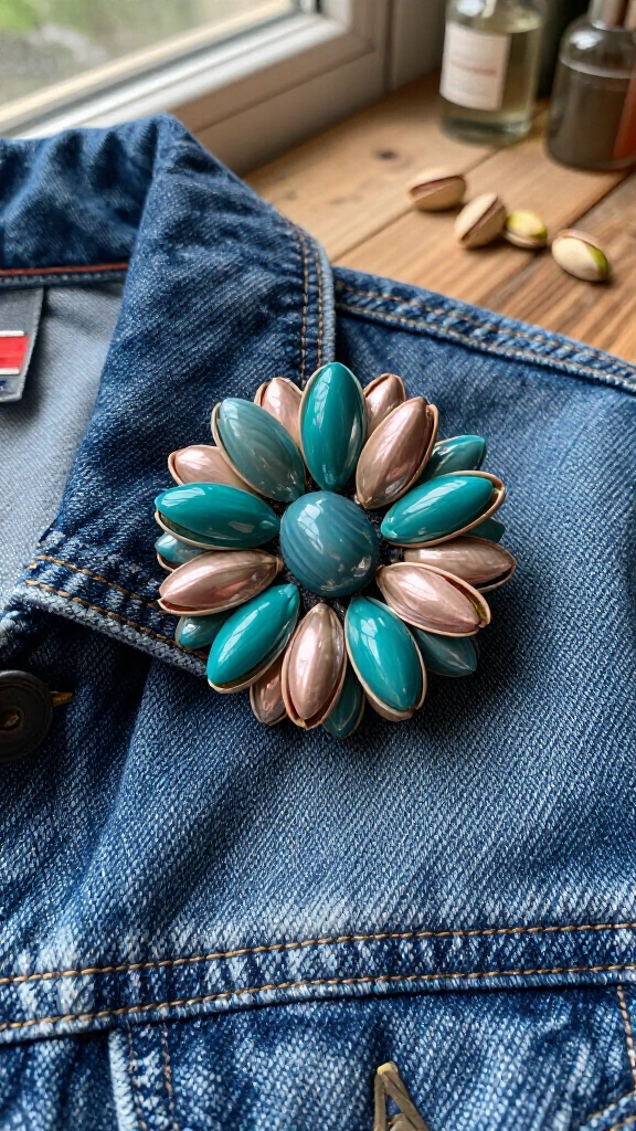 Pistachio Shell Statement Brooch