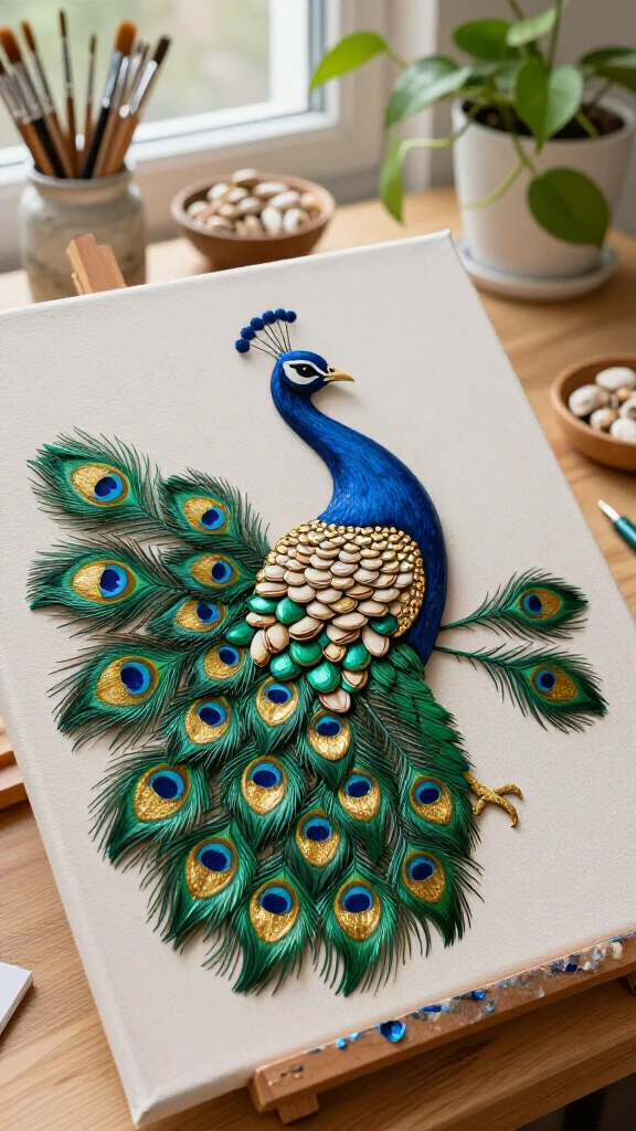Pistachio Shell Peacock Canvas