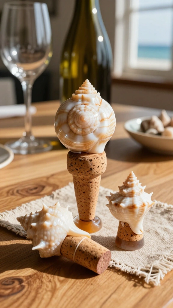 Shell-Topped Wine Bottle Stoppers