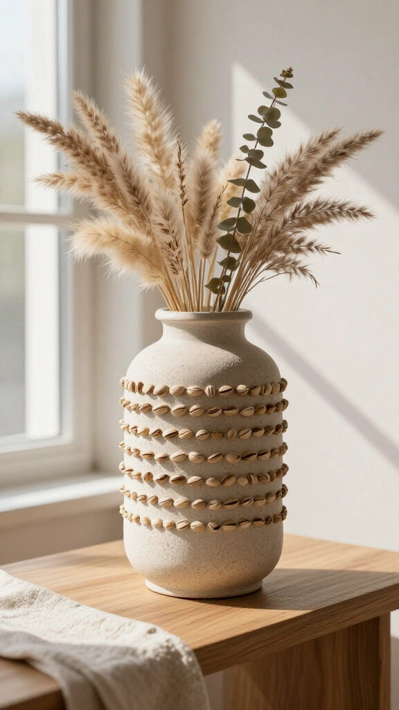 Textured Pistachio Shell Vase