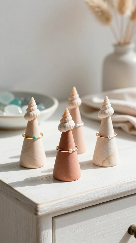 Clay and Seashell Ring Cones