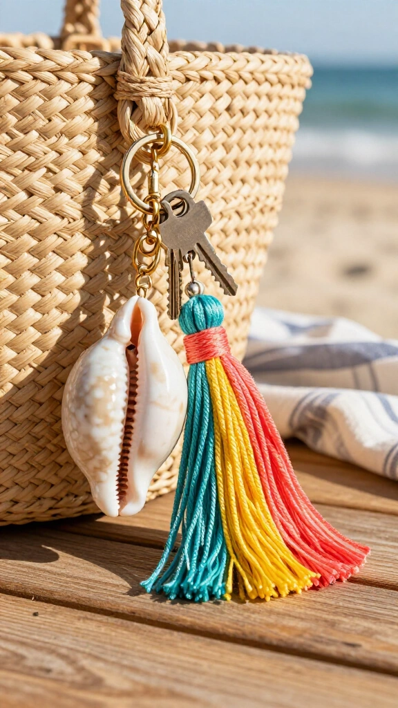 Chunky Seashell Tassel Keychain