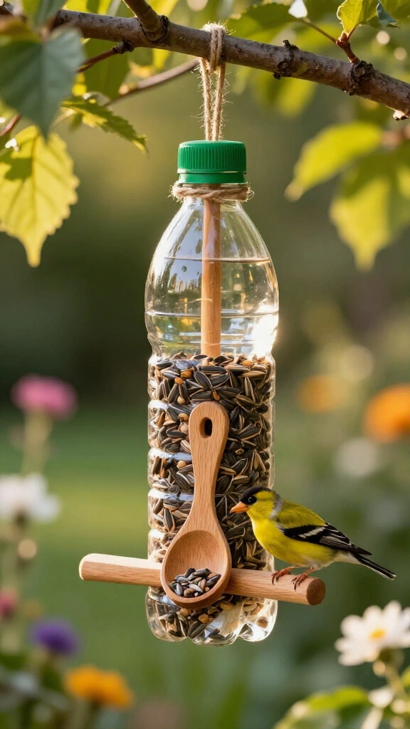 Plastic Bottle Self-Dispensing Bird Feeder