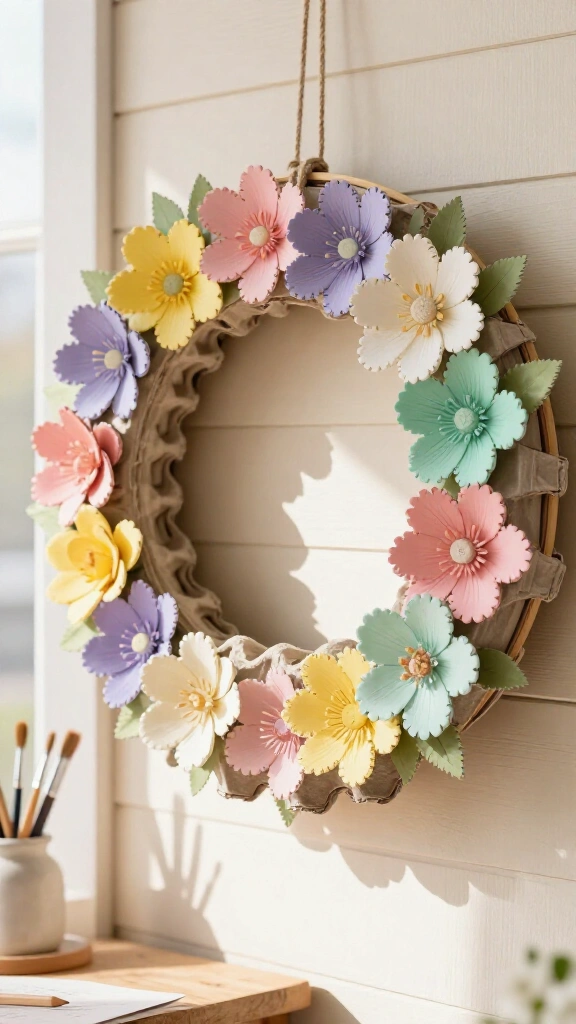 Egg Carton Floral Wreath