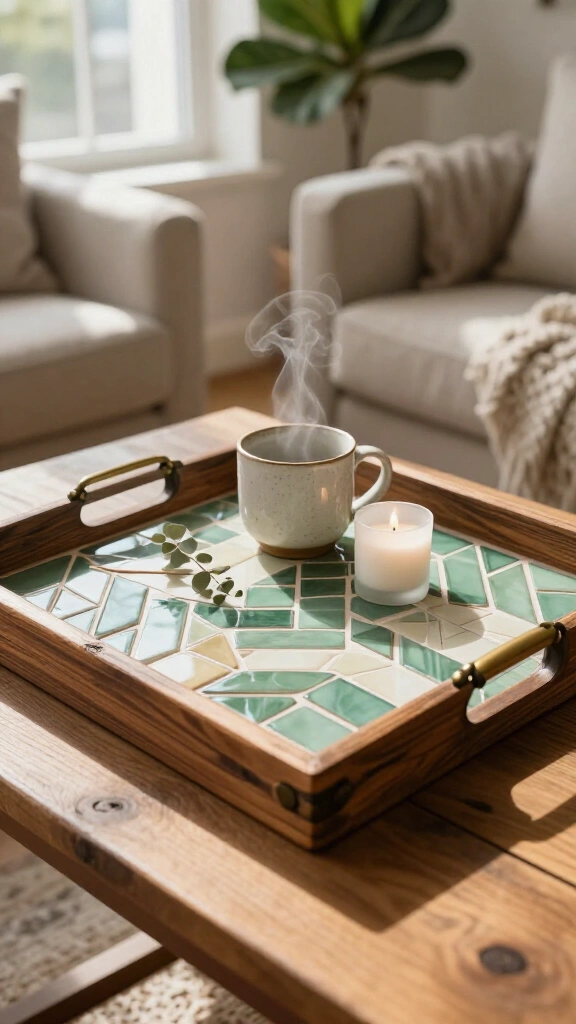 Mosaic Tile Coffee Table Tray