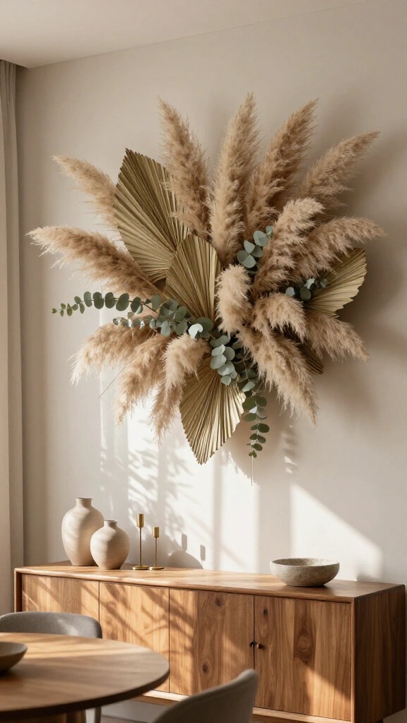 Dried Pampas Grass Wall Cloud