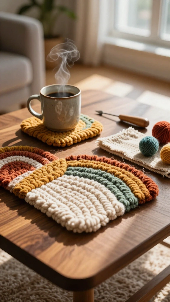 Textured Punch Needle Mug Rugs