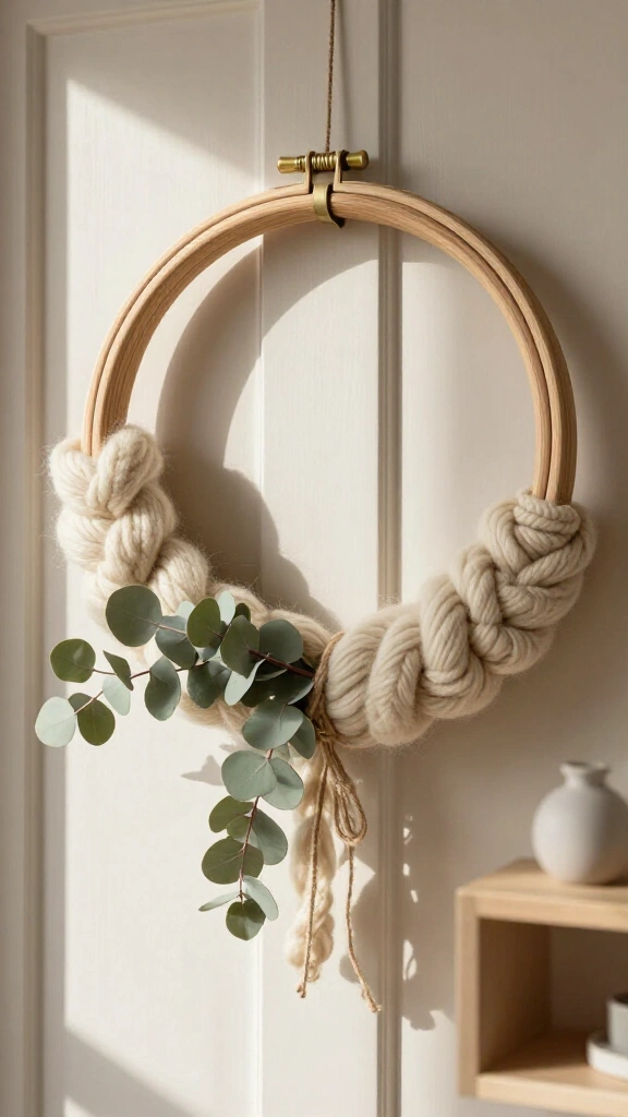 Minimalist Yarn-Wrapped Hoop Wreath